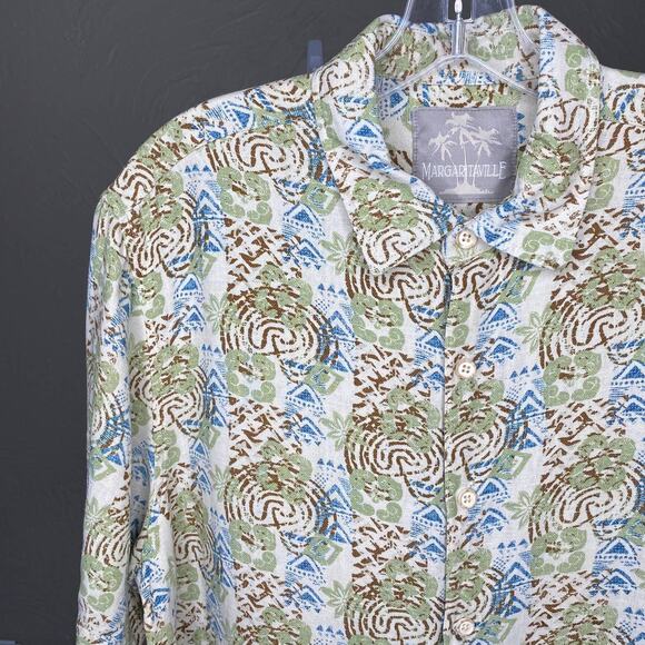 Margaritaville Silk Linen Button Up Size Large - Picture 3 of 4